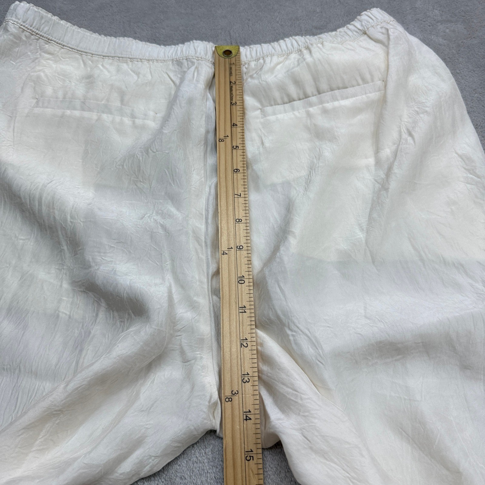J.Crew Wide Leg Pants Women Medium Ivory Cupro Elastic Waist Summer Chic Resort