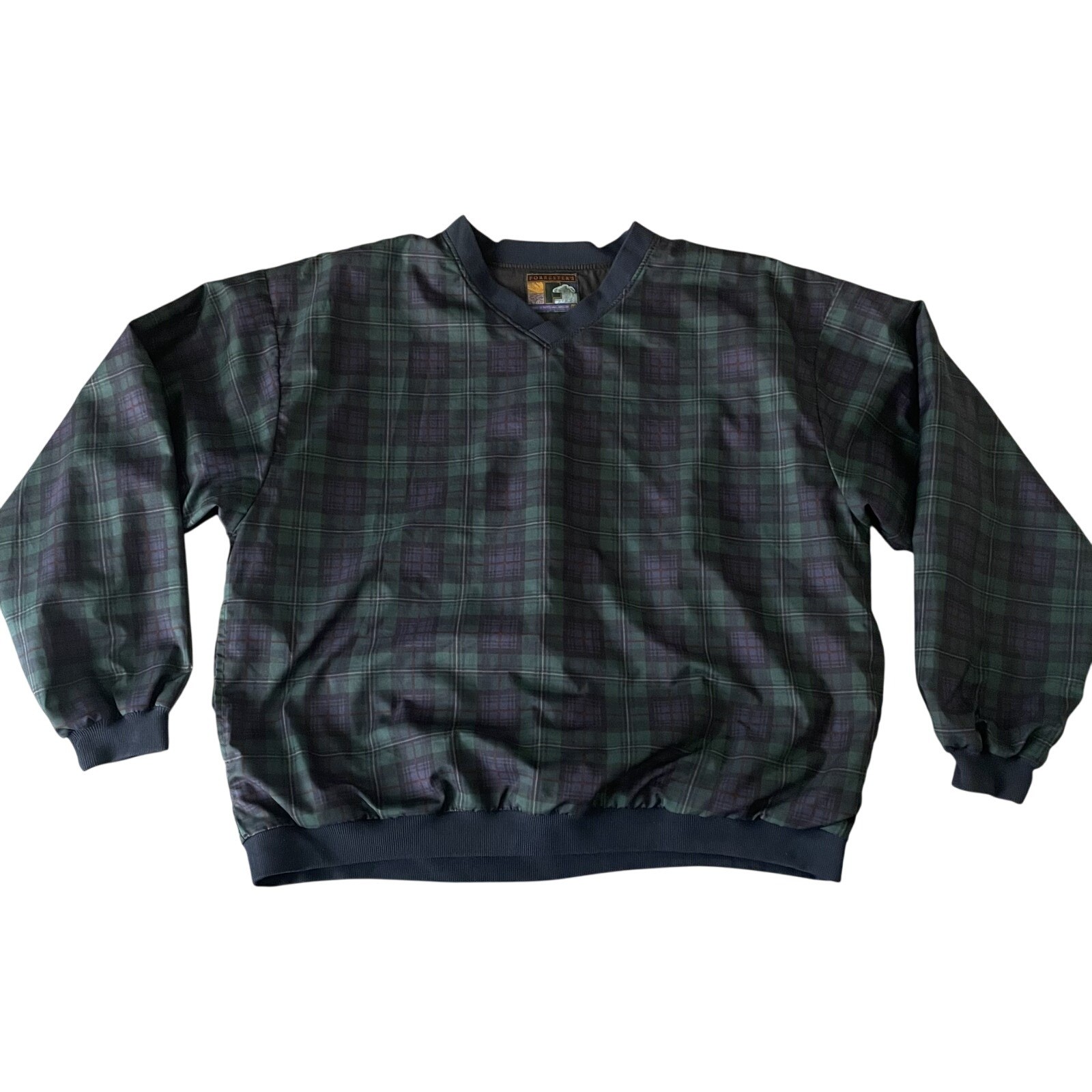 Forresters Outerwear Mens XXL Green Tartan Plaid V-Neck Windbreaker Golf Jacket
