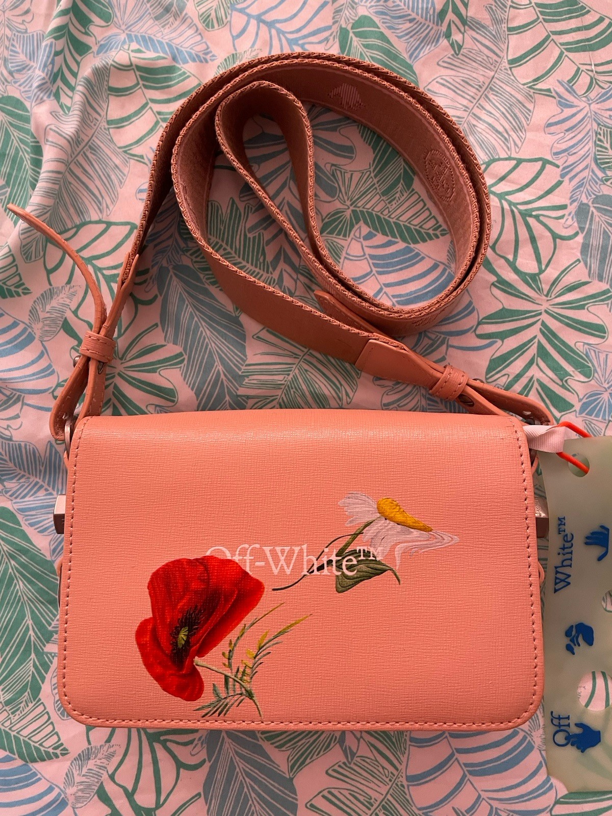 Off-White Mini Flowers Saffiano Leather Flap Bag