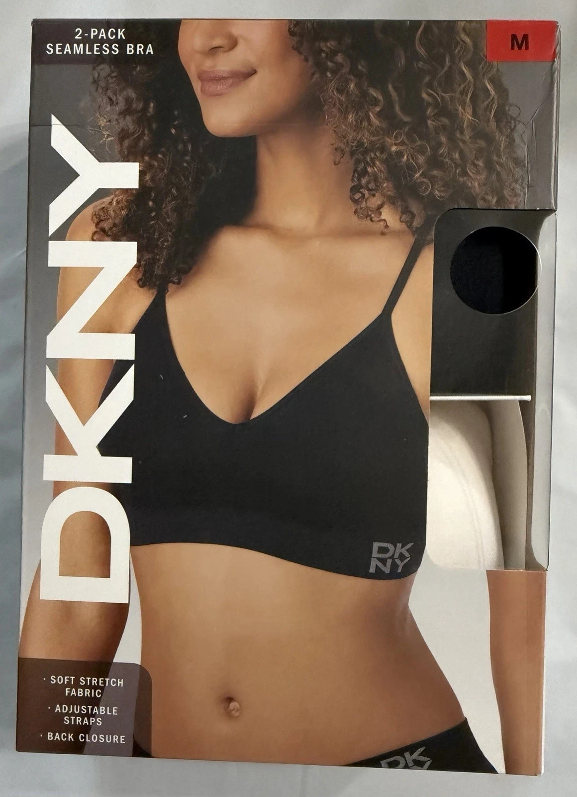 DKNY Women’s Seamless Bra 2 Pack Black Ivory Small Medium