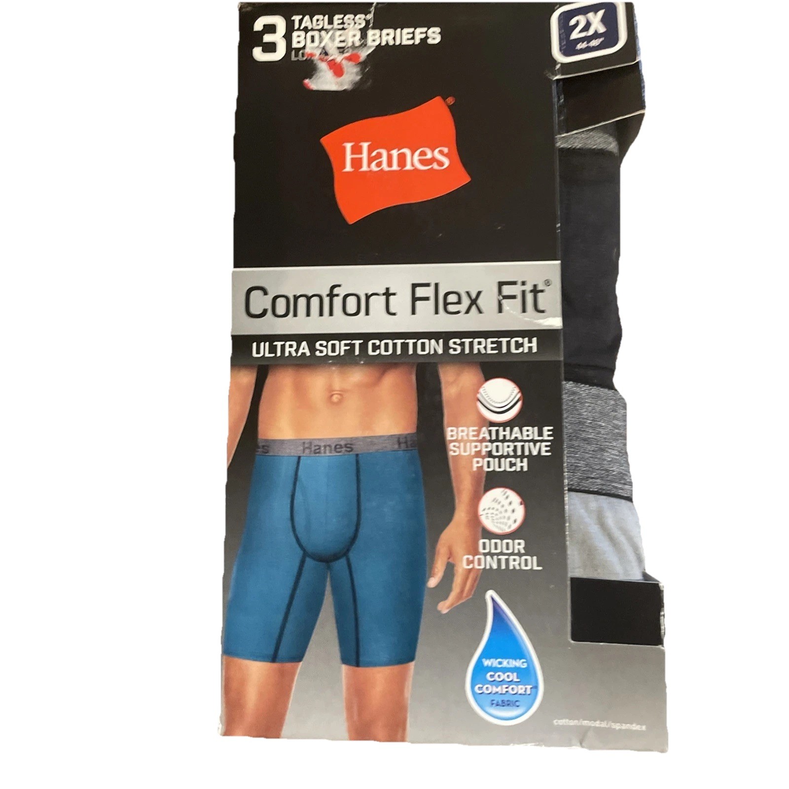 Hanes CFFLC3 Men’s Comfort Flex Fit Boxer Size 2XL – Pair of 2 ultrasoft Tagless