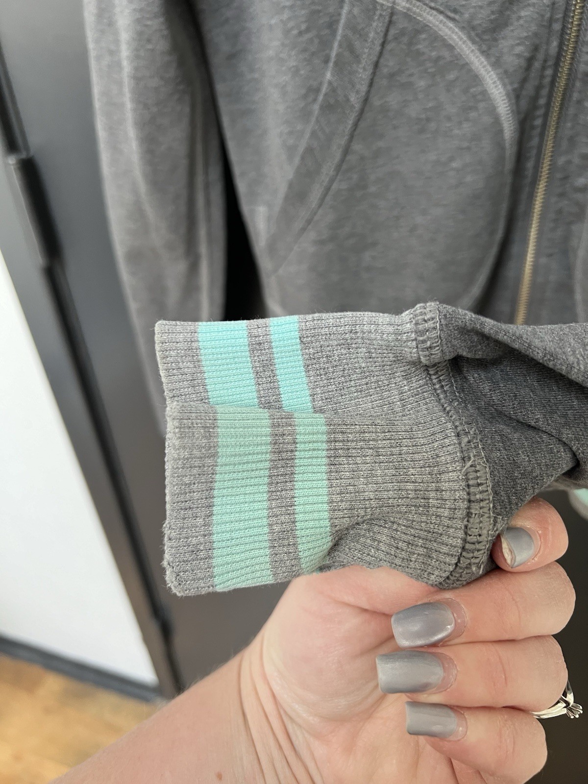LULULEMON Flashback Hoodie Full Zip Jacket Grey/ Blue French Terry Sz 4