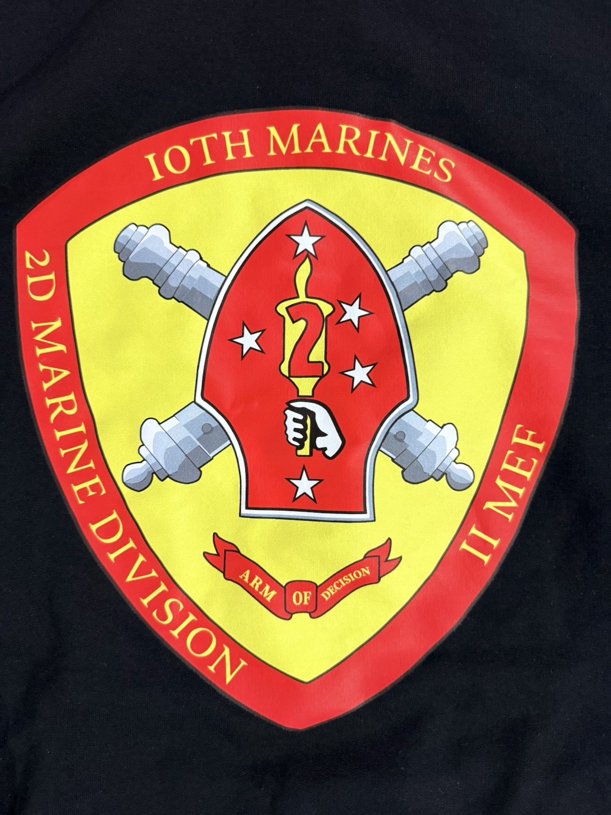 US MARINE CORPS USMC “10TH MARINES REGIMENT 2ND DIVISION” BLACK HOODIE – Size XL