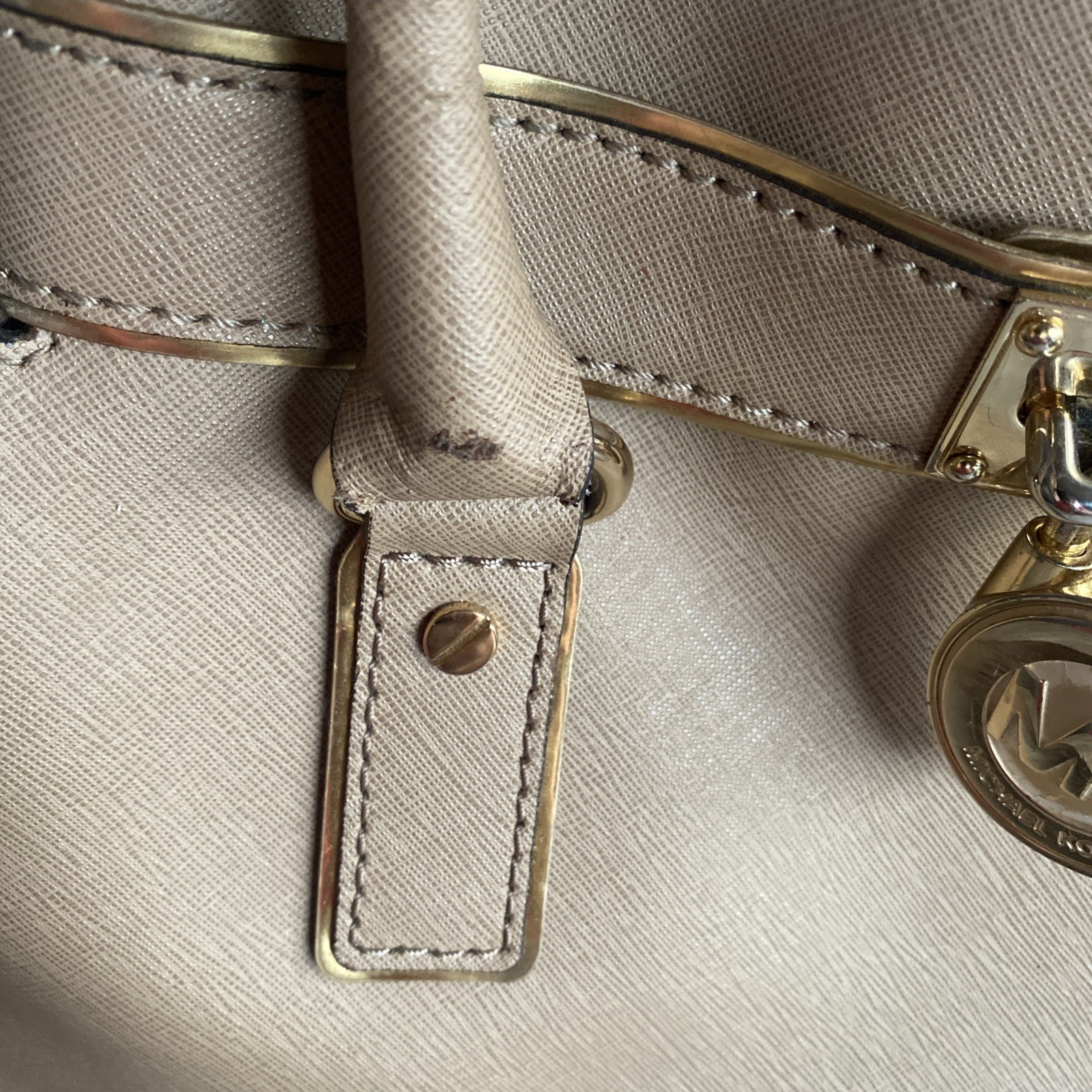 MICHAEL KORS Hamilton Medium Lock and Key Leather Bag Satchel/Shoulder Bag Brown