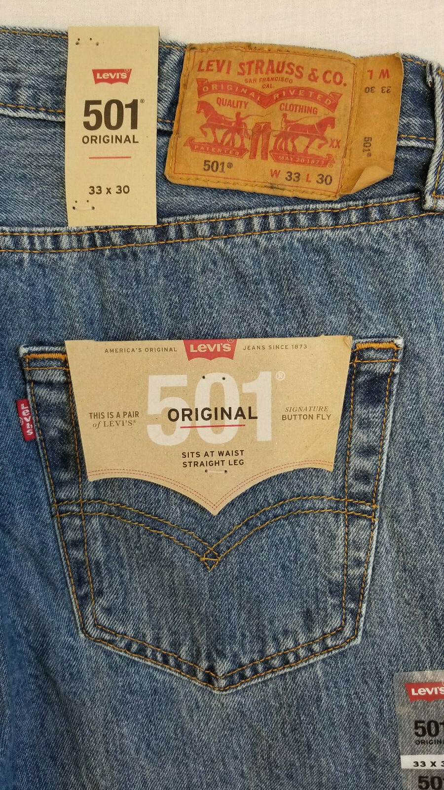 Levis 501 Original Fit Mens Jeans Medium Stonewash 31,32,33,34,36,38,40 #0193