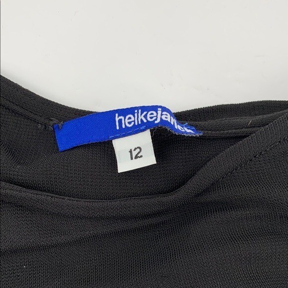 Heikejarick jersey knit top tank shirt blouse black asymmetric diagonal hem 12 L