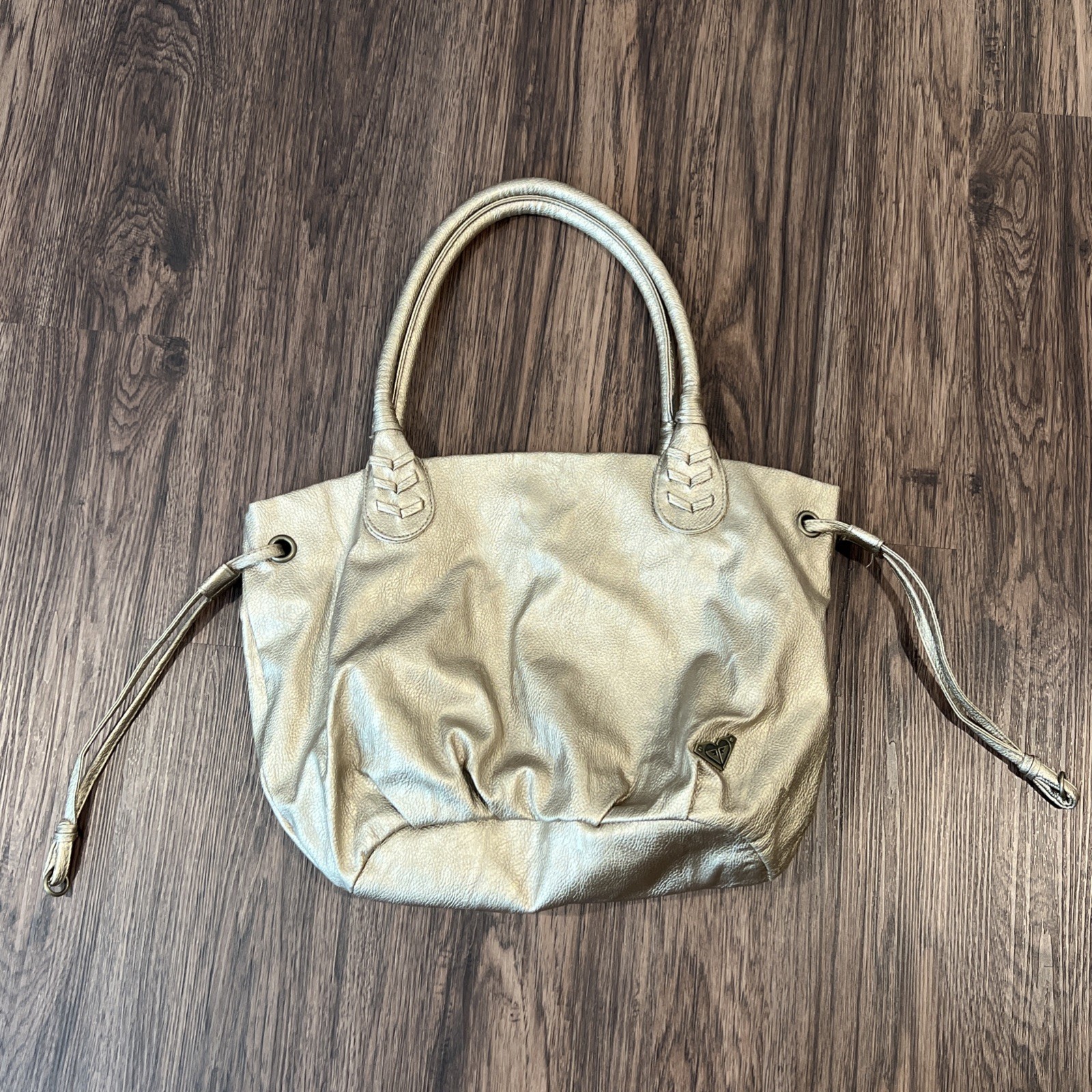 Roxy Handbag Handbag Purse Polyurethane 100% In Gold Snap