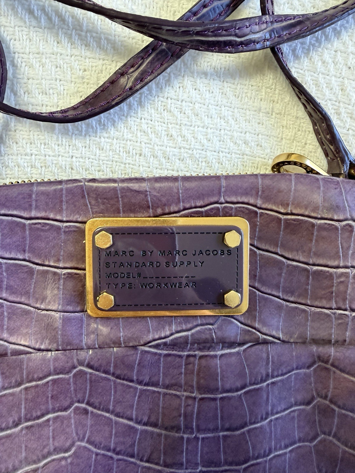 Marc by Marc Jacobs Standard Supply Purple Croc Embossed Zip Crossbody Bag