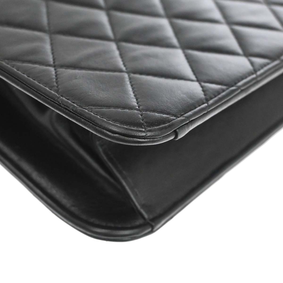 Chanel Black Lambskin Pushlock Medium Half Flap Shoulder Bag 188065
