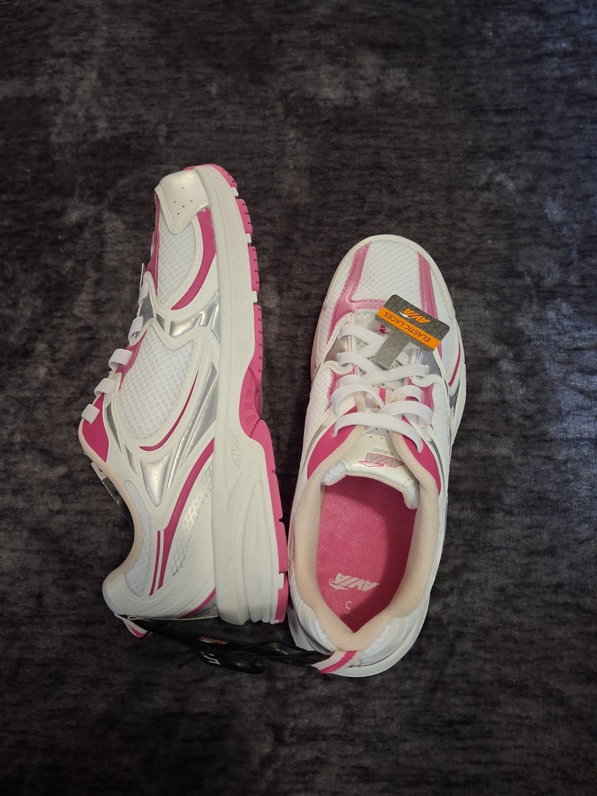 Avia 5000 Easy On/Off Athletic Sneakers Tennis Shoes White Pink Girls/Youth Sz:5