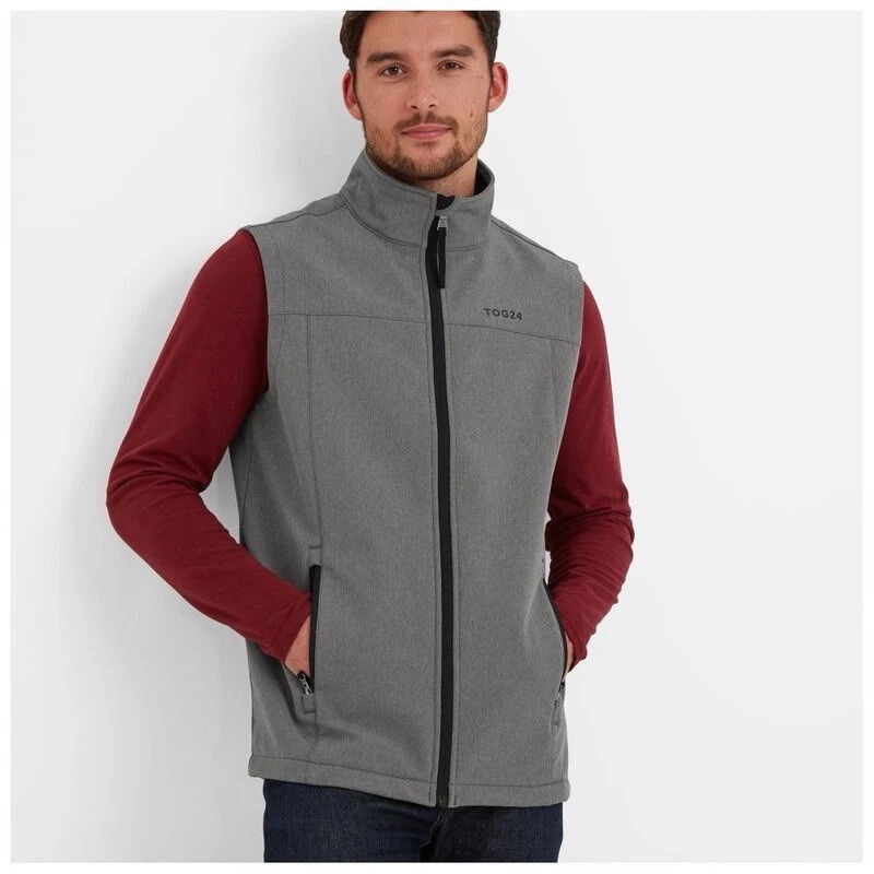 BRAND NEW WITH TAGS MENS TOG24 FEIZOR SOFTSHELL GILET IN GREY MARL U.K. LARGE