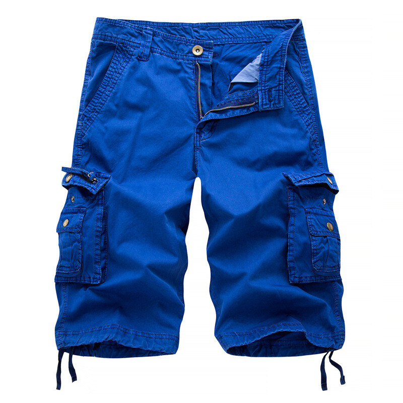 Mens Casual Solid Cargo Shorts Multi Pockets Washed Lounge 30 31 32 34 36 38-48
