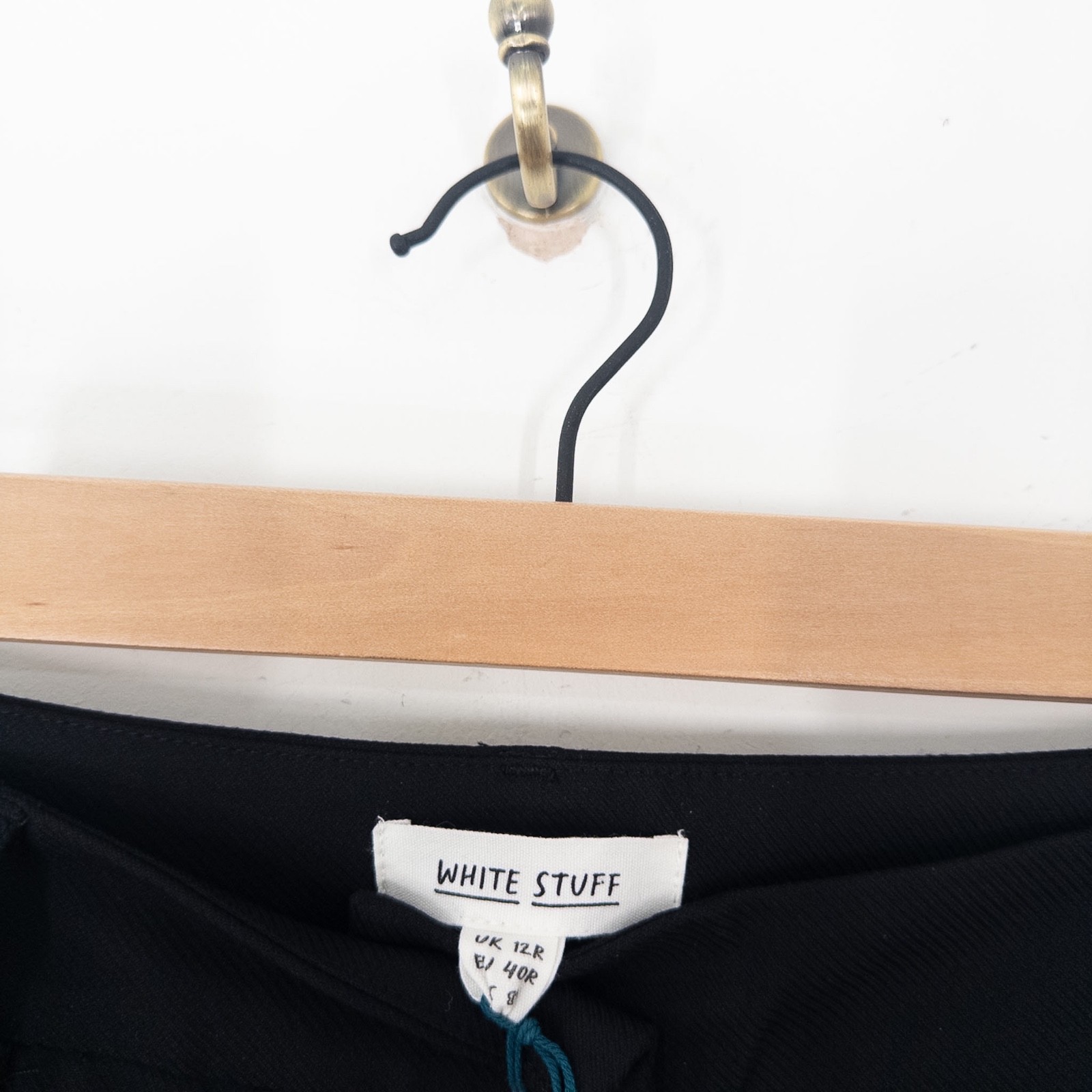 White Stuff Belle Wide Leg Trousers Size 12 Regular Black Twill RRP £79
