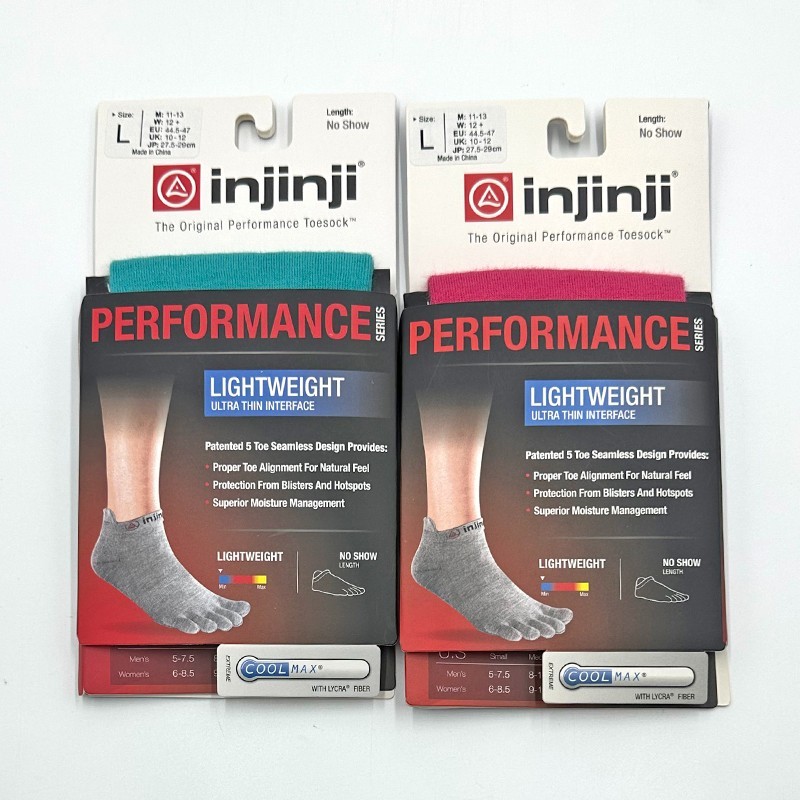 2 Pairs Women’s Lightweight Run Toe No Show Socks Size L 2 Colors Mix injinji