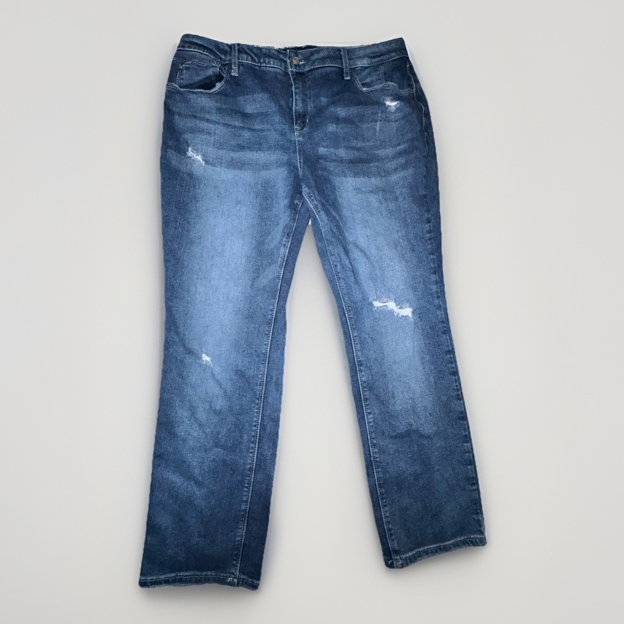 Laurie Felt Sz 14P Relaxed Straight Leg Blue Forever Denim Stretch Mid Rise
