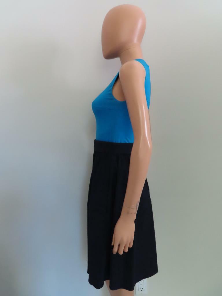 Carven Turquoise/Navy Blue Colorblock Mixed Media A-Line Dress Size F 34/US 2