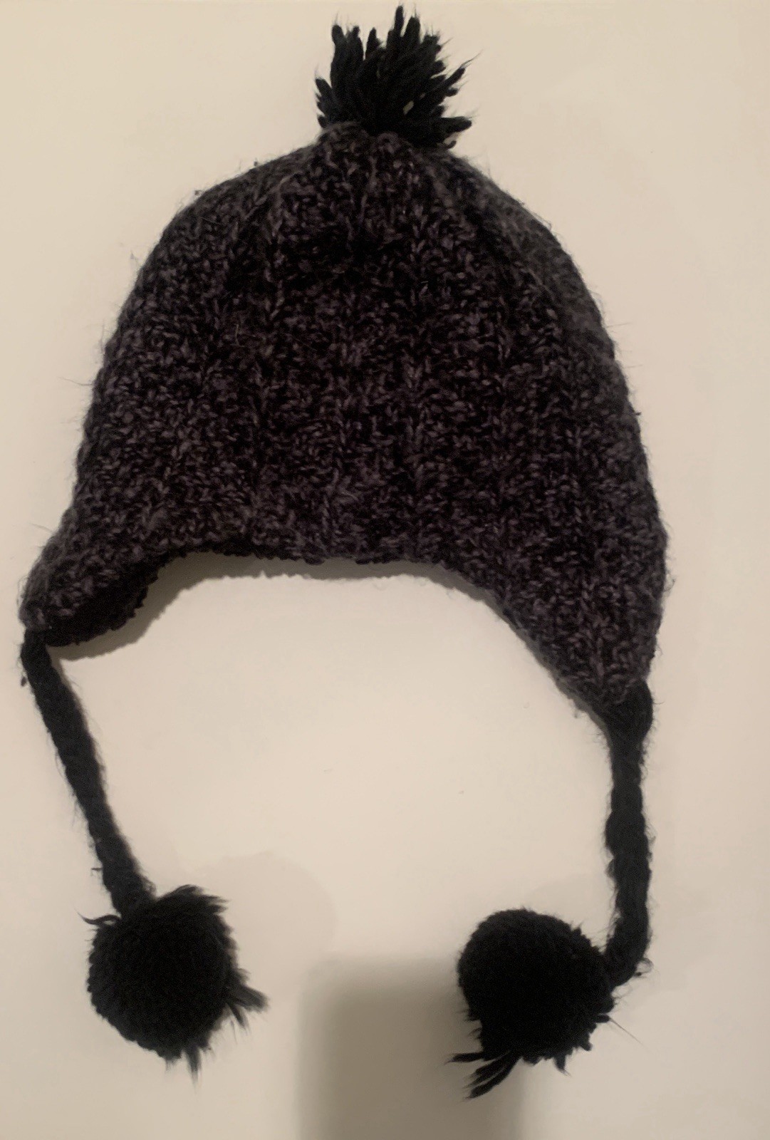Gap Synthetic Fiber And Cotton Blend Beans With Ear Flaps And Pom Poms
