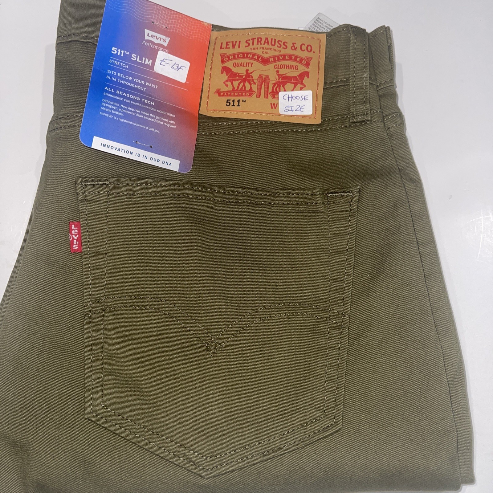 LEVI 511 Slim Fit Stretch Twill, Olive – Choose Size