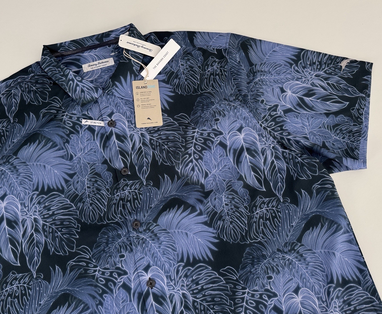 NWT Tommy Bahama Men Big Island Zone 2XLB 3XLB 4XLB 5XLB Navy Palm Stretch F5