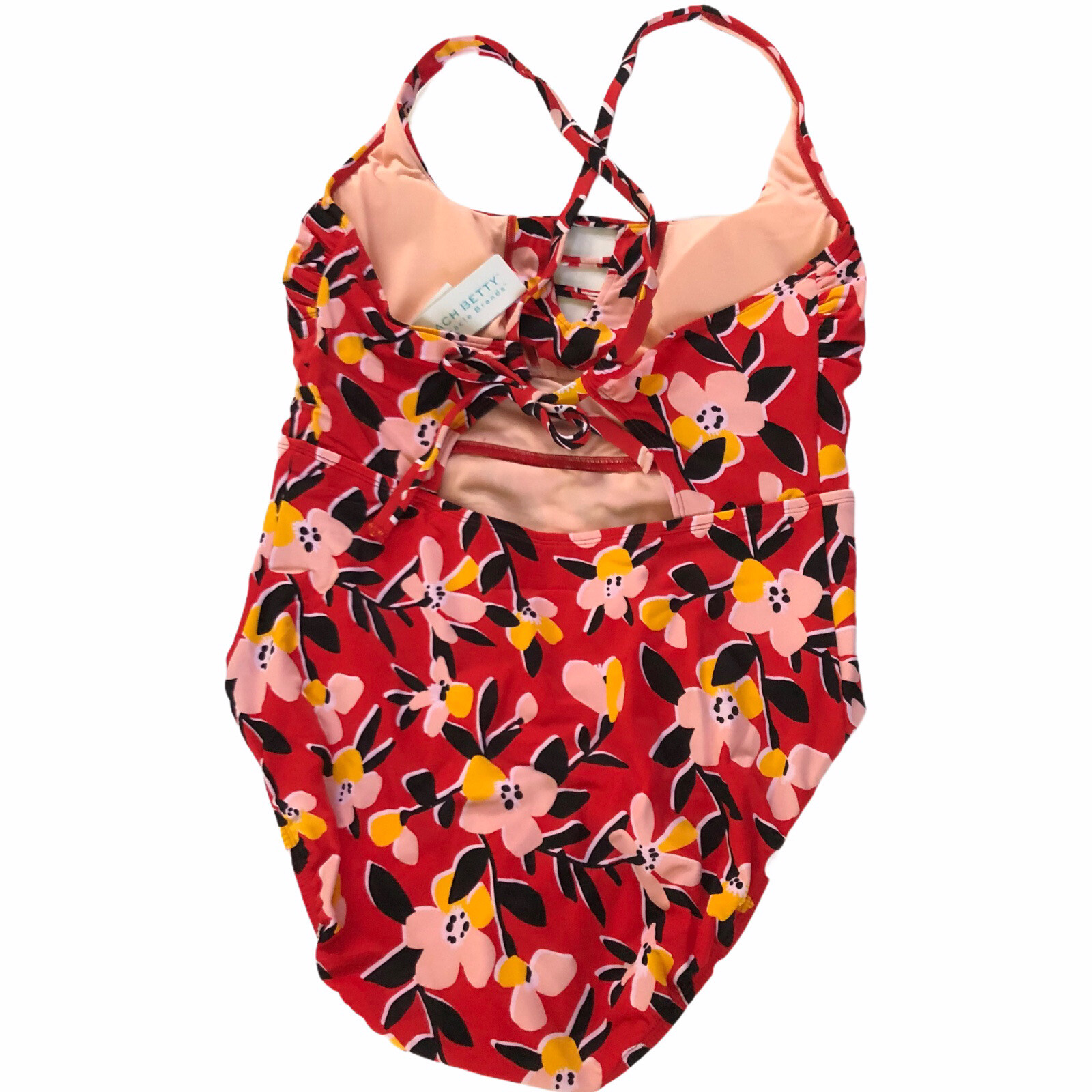 Beach Betty By Miracle Brands Medium Red Floral Swim One Piece Swimsuit #2050