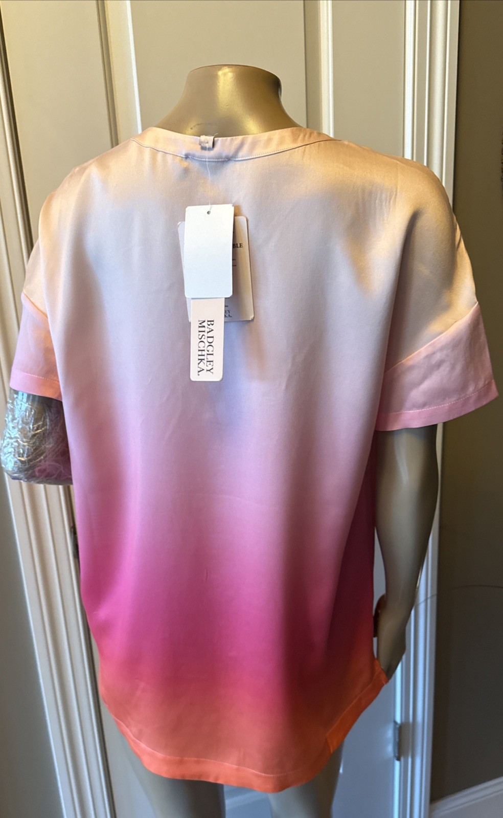 BADGLEY MISCHKA Ombre Mulberry Silk Blouse Women’s Size S Multi NWT