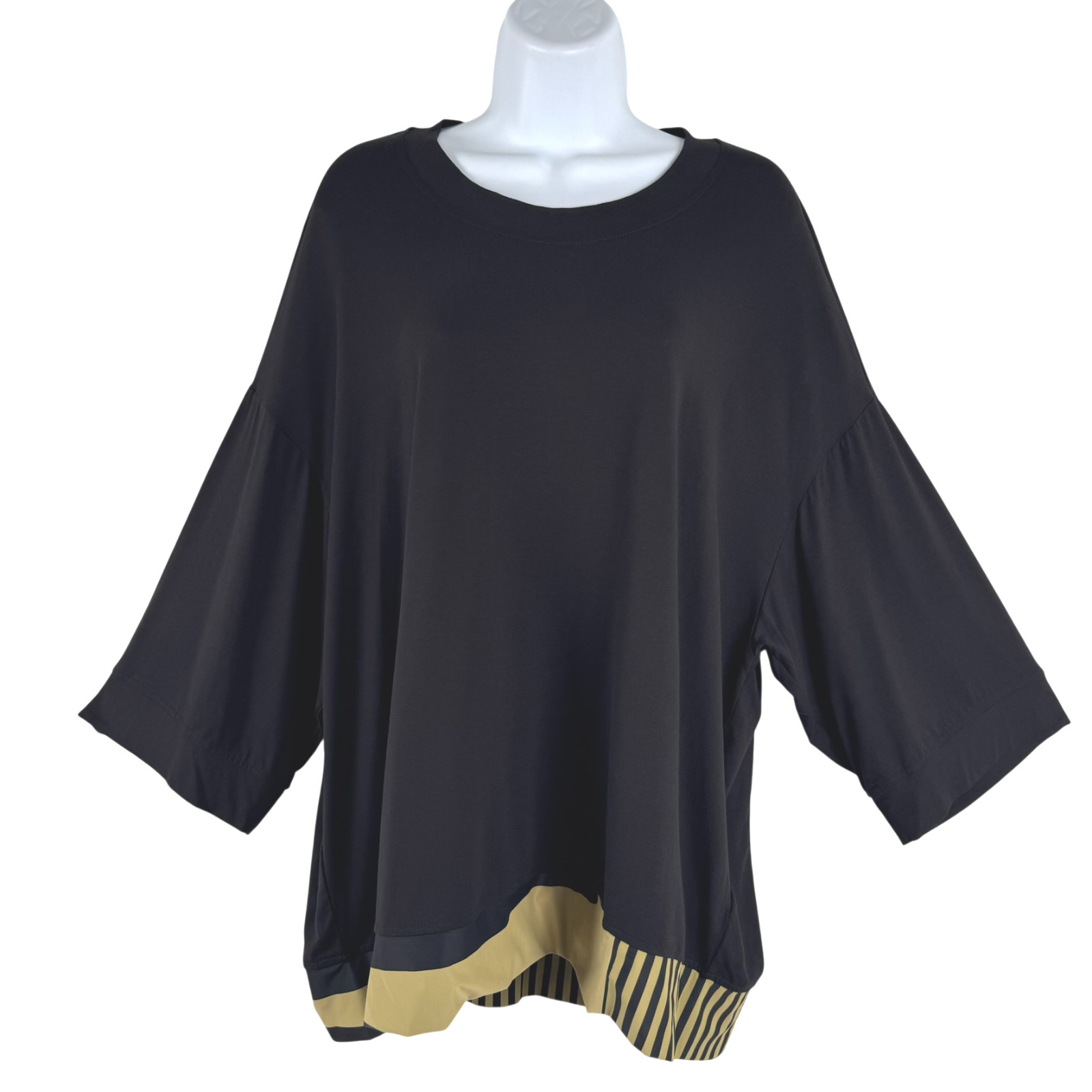 Tekbika By Alembika Tunic Top XS Black Lagenlook Stretch Viscose Blend TP-3968