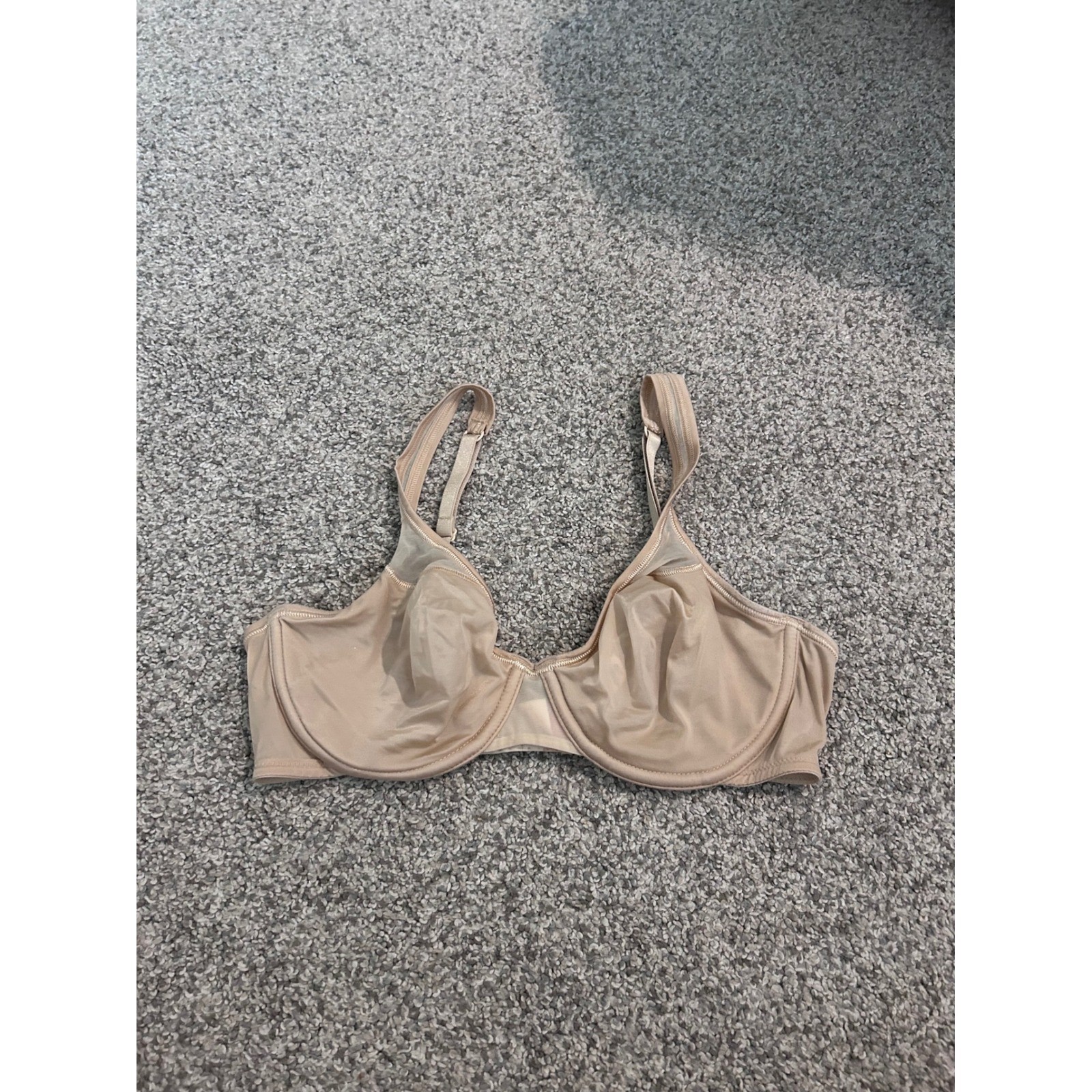 Victorias Secret Tan Nude Unlined Underwire Mesh Trim Bra 36B
