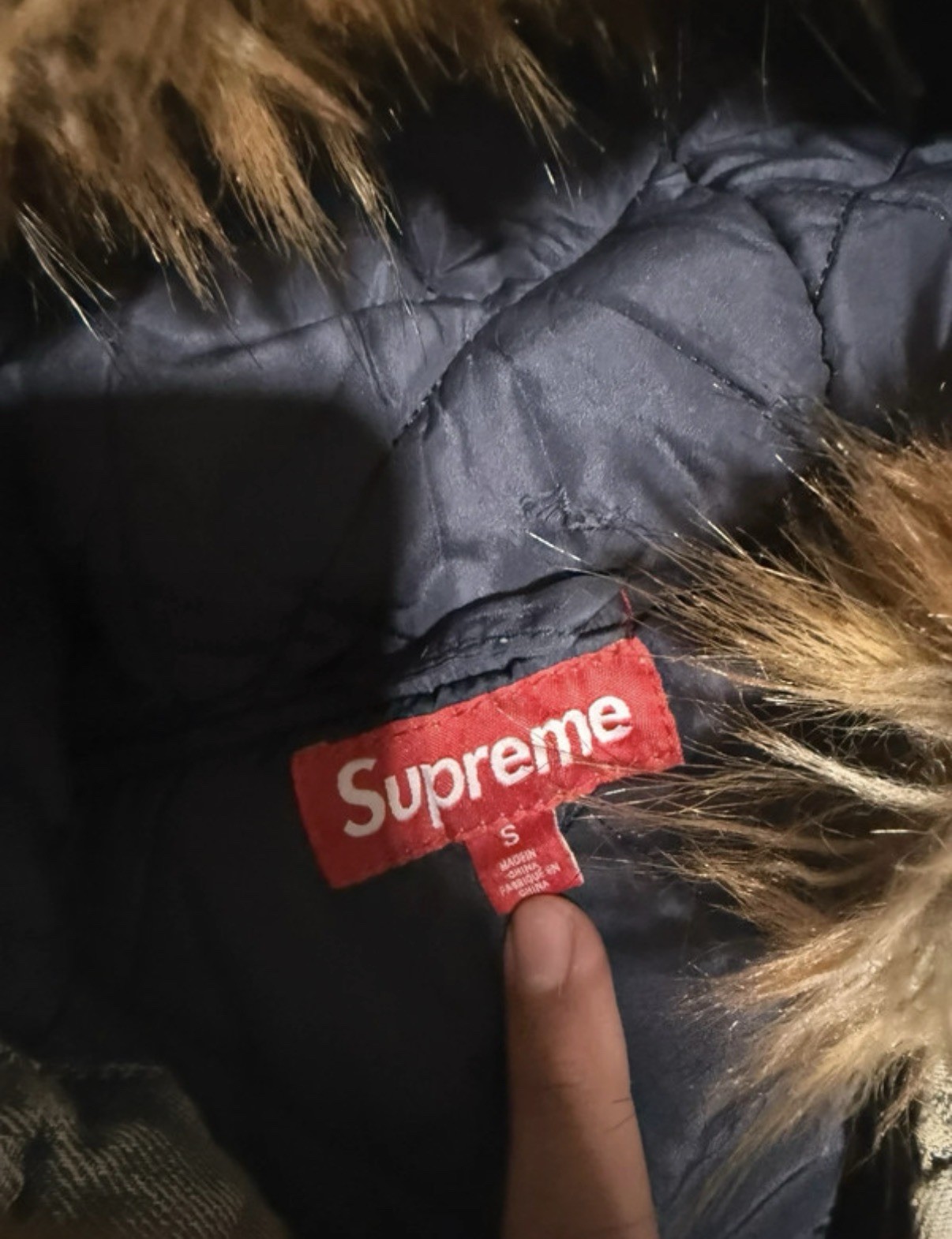 Supreme Bandana Jacquard Denim Jacket Fur Trim Full Zip Men’s Size S
