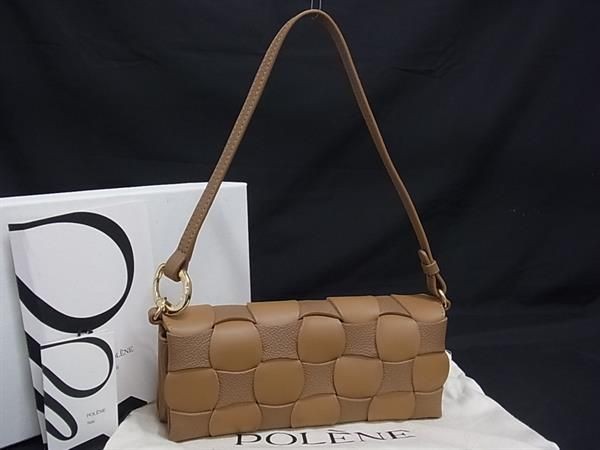 Brand New POLENE POLENE Neity Edition Duo Dune Leather One Handle Handbag Brown