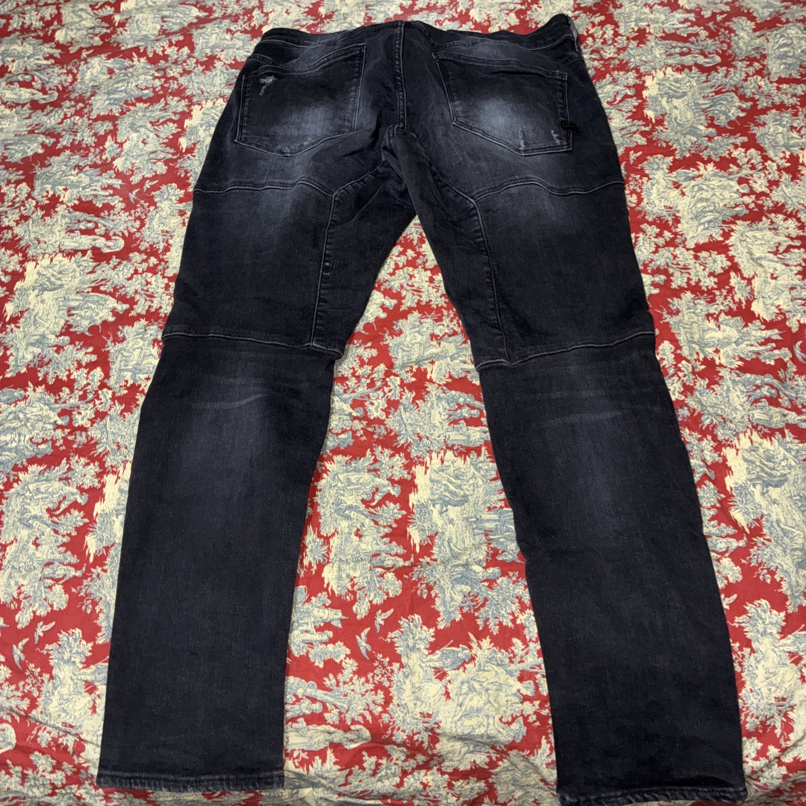 G Start Raw Jeans Sz 38×32 Men Blk Rackam 3D Skinny Distressed Used No Returns