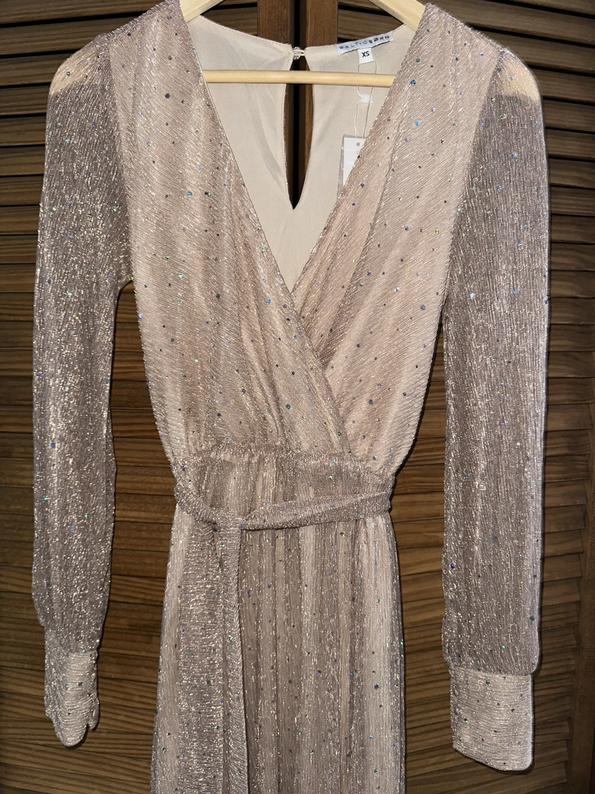 NEW Baltic Born Abigail Sparkle Evening Gown Dress Champagne Elastic Waist XS
