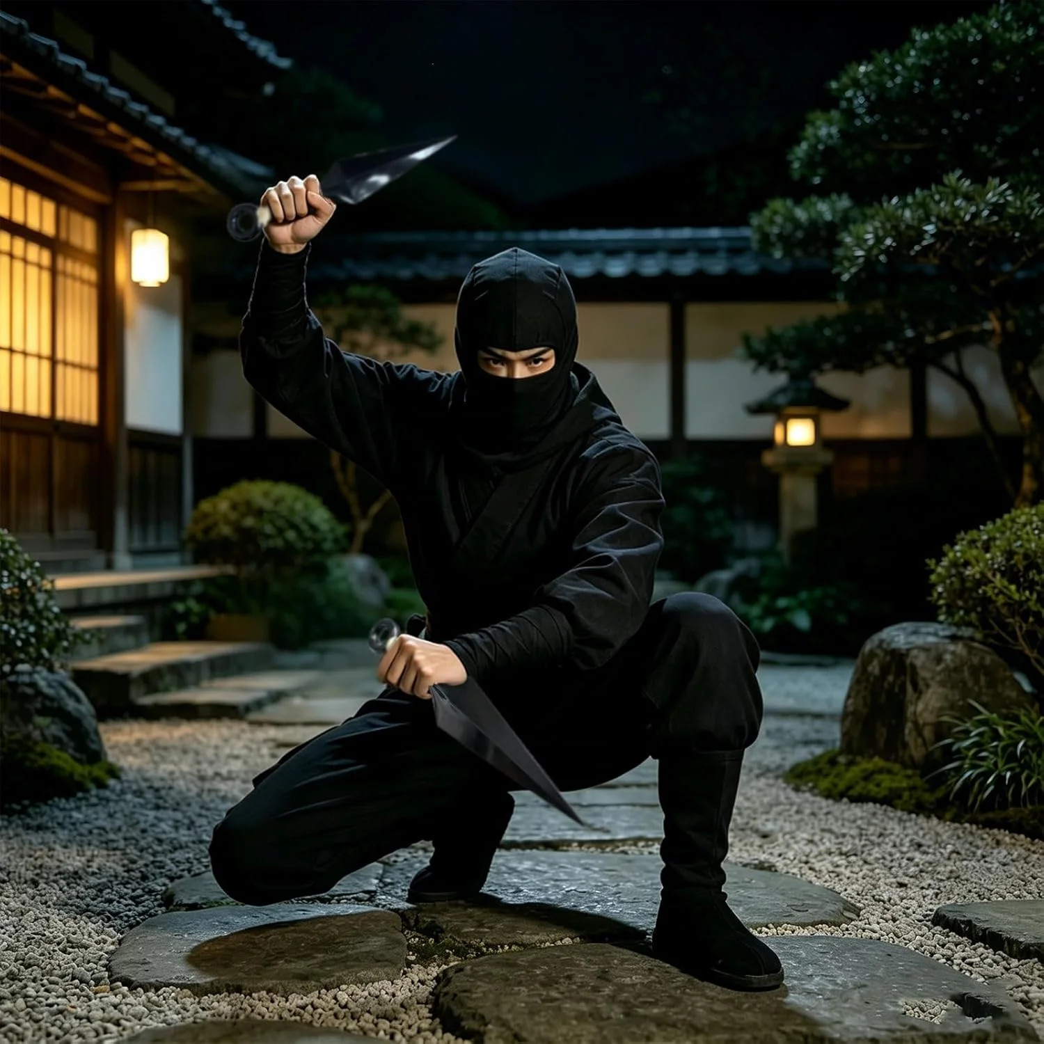 14-Piece Ninja Cosplay Kit, Plastic Kunai (10.2″ X 2+5.1″ X 6), Shuriken/Ninja S