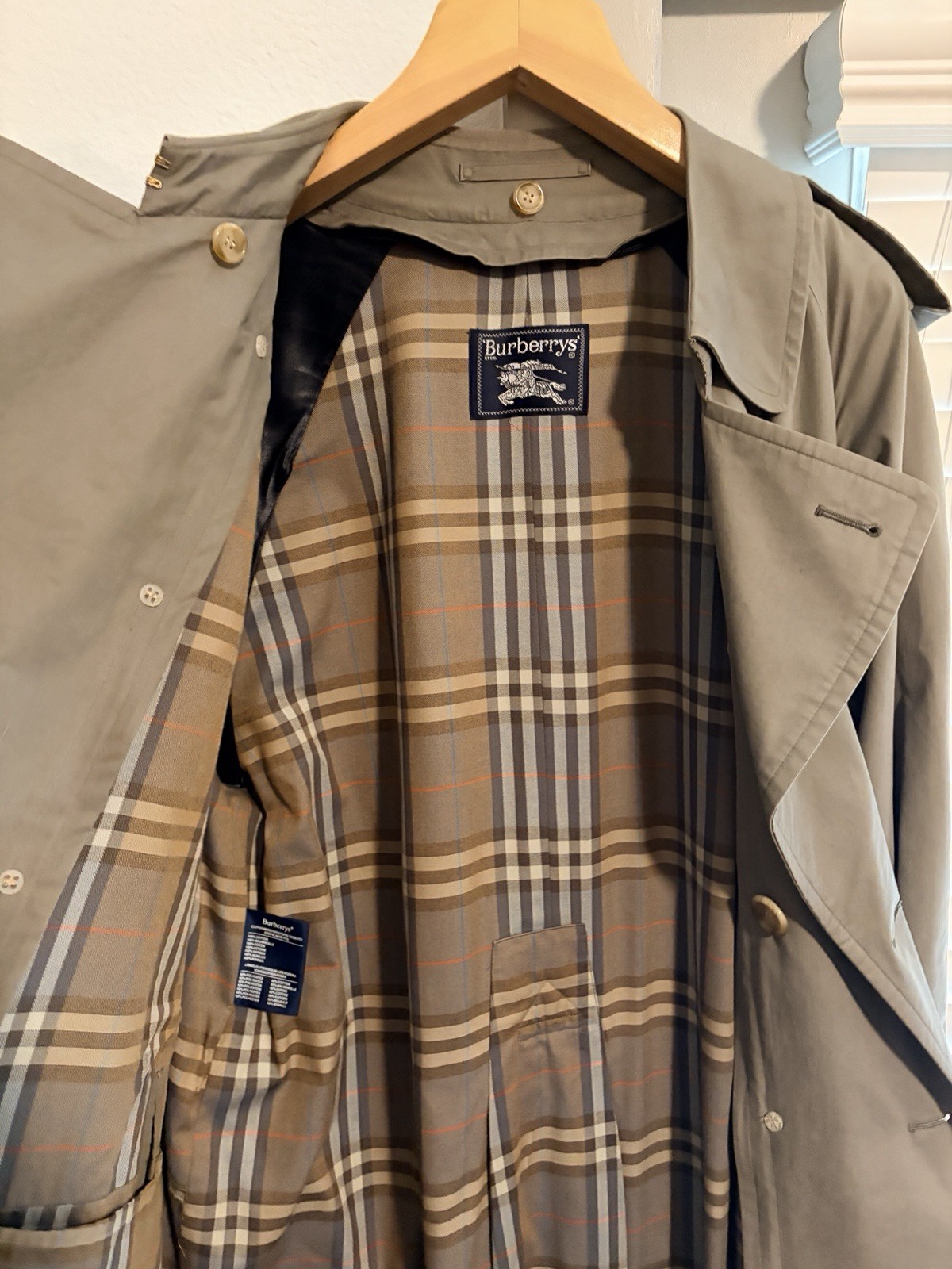 BURBERRY Kensington Heritage Trench Coat w/Wool Liner Men’s Size 46L Vintage