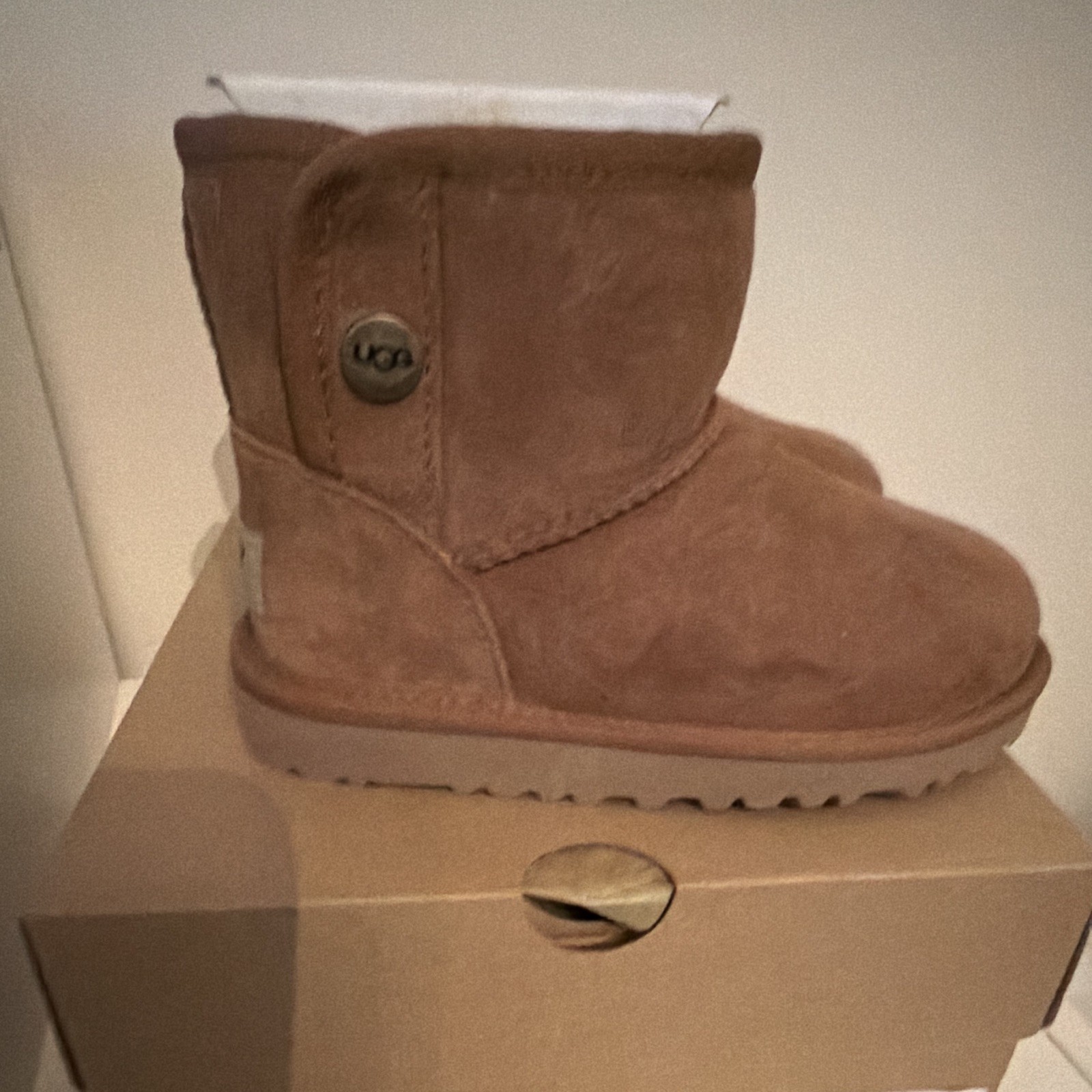 UGG Classic Mini Unisex Kids Brown Suede Ankle Bootie Boots US 11 Pull On T Jona