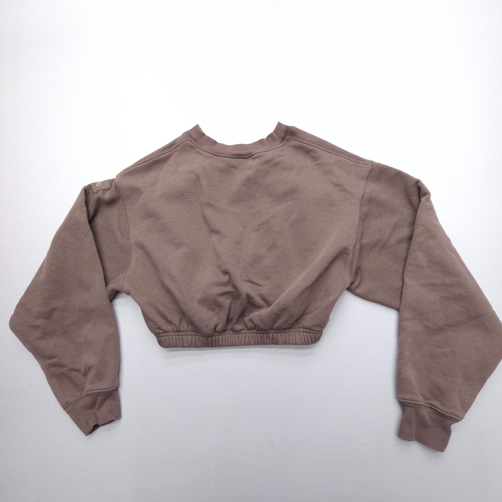 Alo Yoga Devotion Crew Neck Pullover Womens Small Cocoa Crop Sweatshirt Gym Cozy