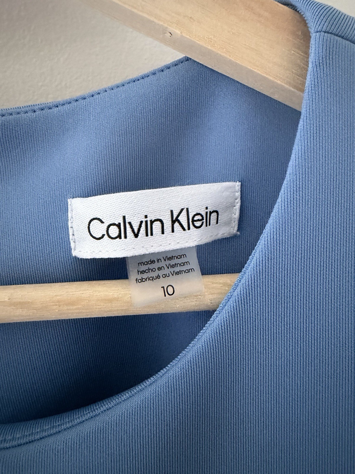Calvin Klein Sleeveless Blue Midi Dress with Flared Hem