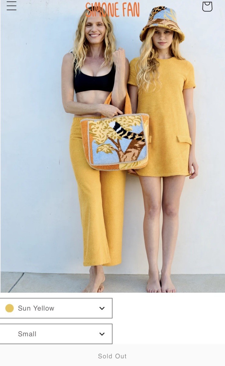 Simone Fan ‘The Pant’ Plush Terry Cloth Pool Lounge Sun Yellow Small