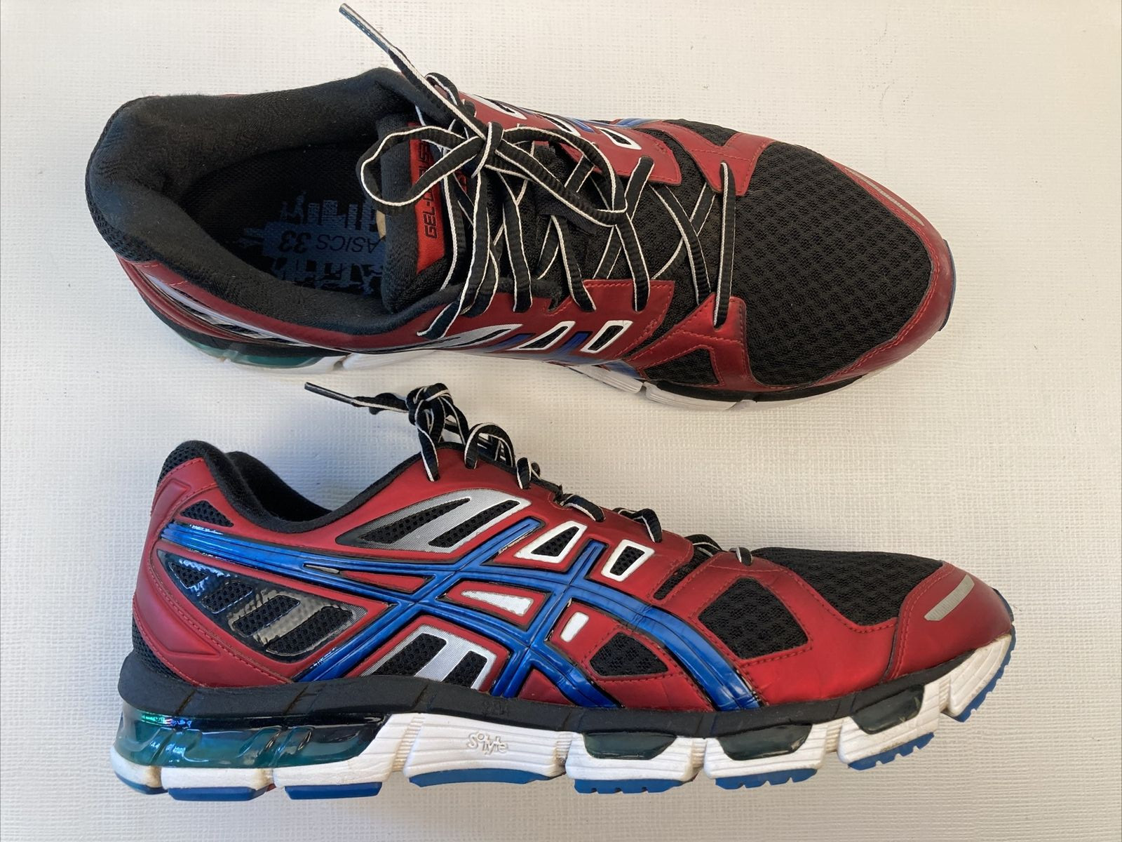 Asics Gel Cirrus33-2 Red Black Blue T314N Running Shoes Men 12.5 EUC HTF RARE