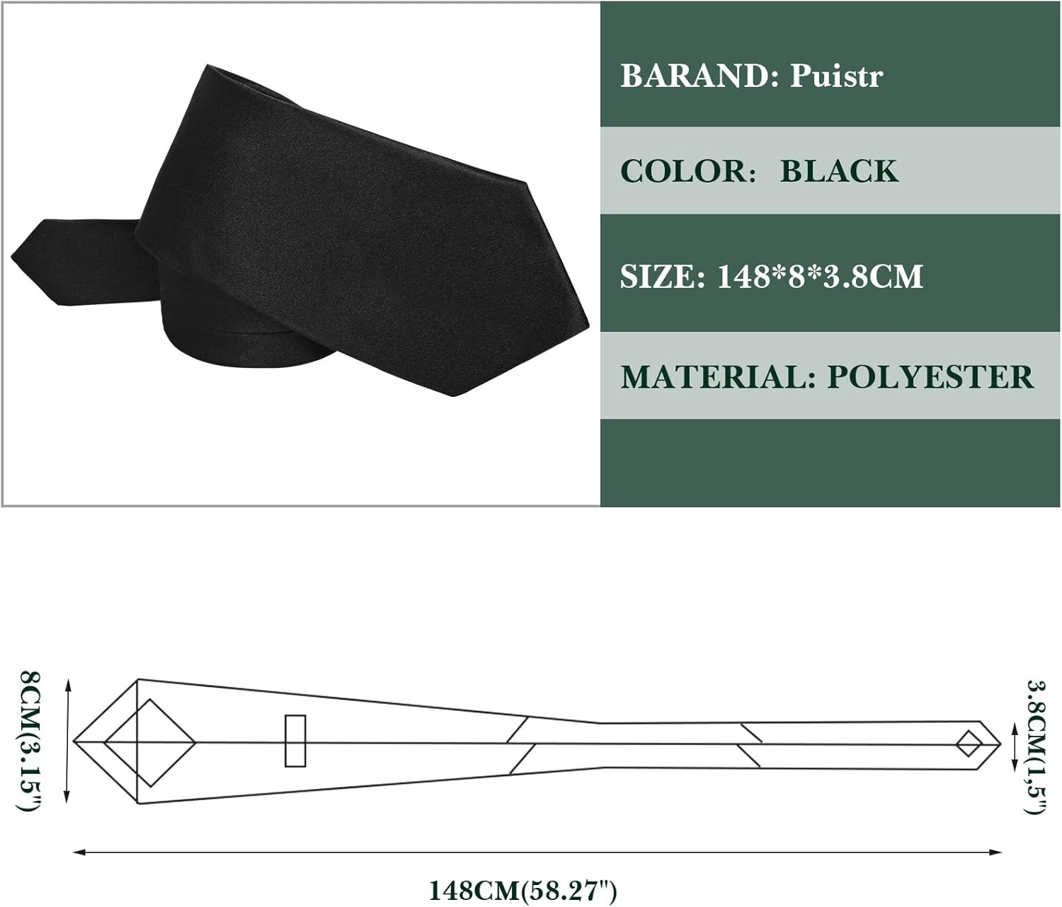 Men’s Ties Solid Pure Color 3.15″ (8CM) Necktie Plain Formal Business Wedding B