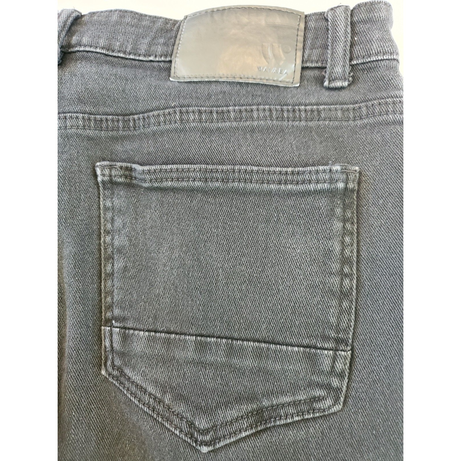 Waimea Mens 36×32 Skinny Fit Moto Jeans Black Distressed Biker Ribbed Denim