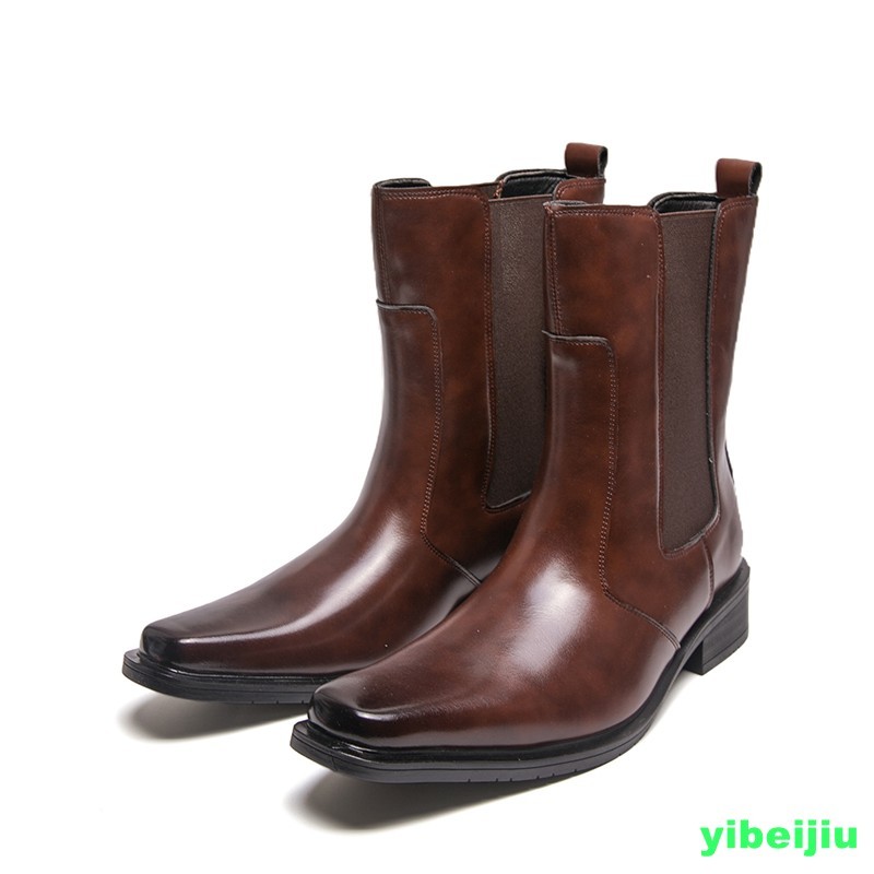 Men’s Western Gladiator Chelsea Ankle Boots Leather Shoes Square Toe Brogues New