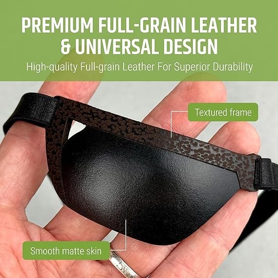 Black Premium Handmade Leather Eye Patch with Soft Foam Padding, Slim Adult Eye
