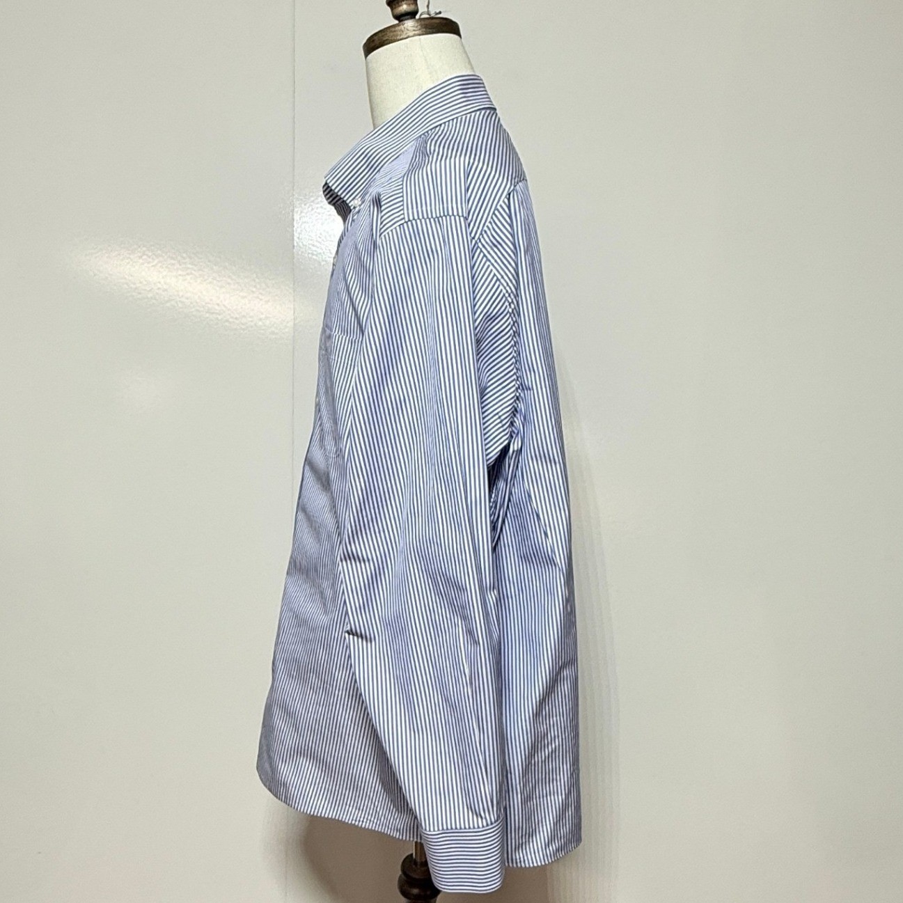 Proper Cloth Dress Shirt Mens 19.5 3X Blue White Striped Button Down Broadcloth