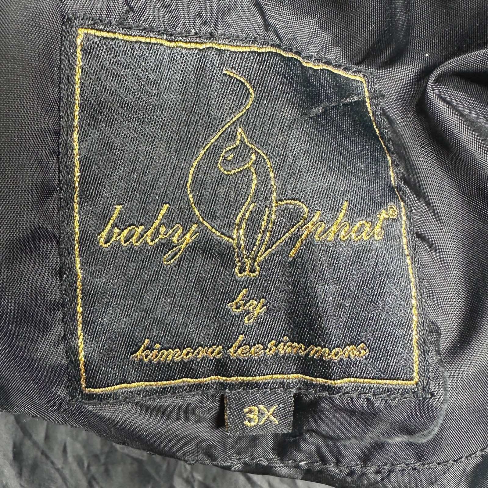 Vintage Baby Phat Puffer Bomber Jacket Women 3X Plus Faux Fur Trim Hooded Black