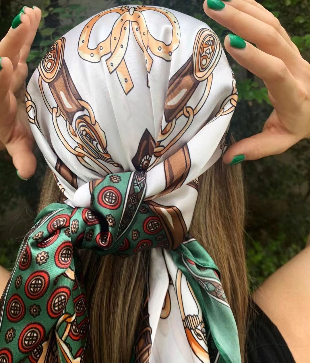 90cm*90cm Multi-functional Scarf Made of Artificial Silk Satin in Color