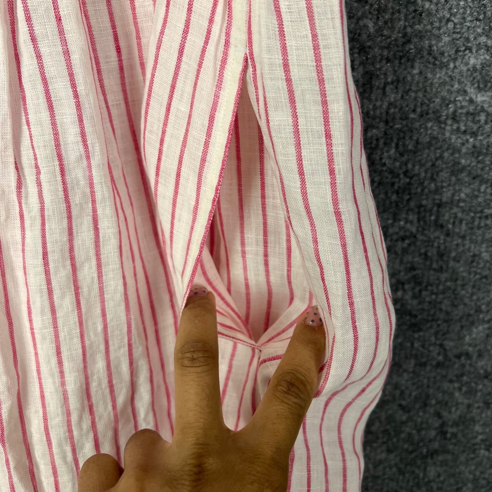 Frank & Eileen Excellent Daphne Dress Womens Medium Pink White Striped Linen