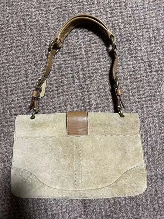 COACH Vintage Beige Suede Shoulder Bag Large A4 Business Tote 29cm 11.4in