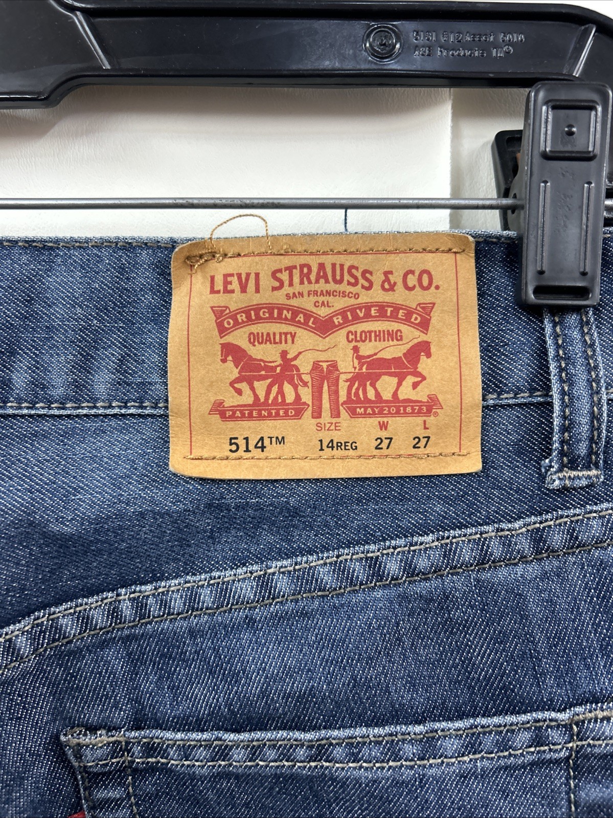 Levi’s 514 Red Tab Jeans Women’s 14 Reg 27×27 Slim Straight Blue Denim Mid Rise