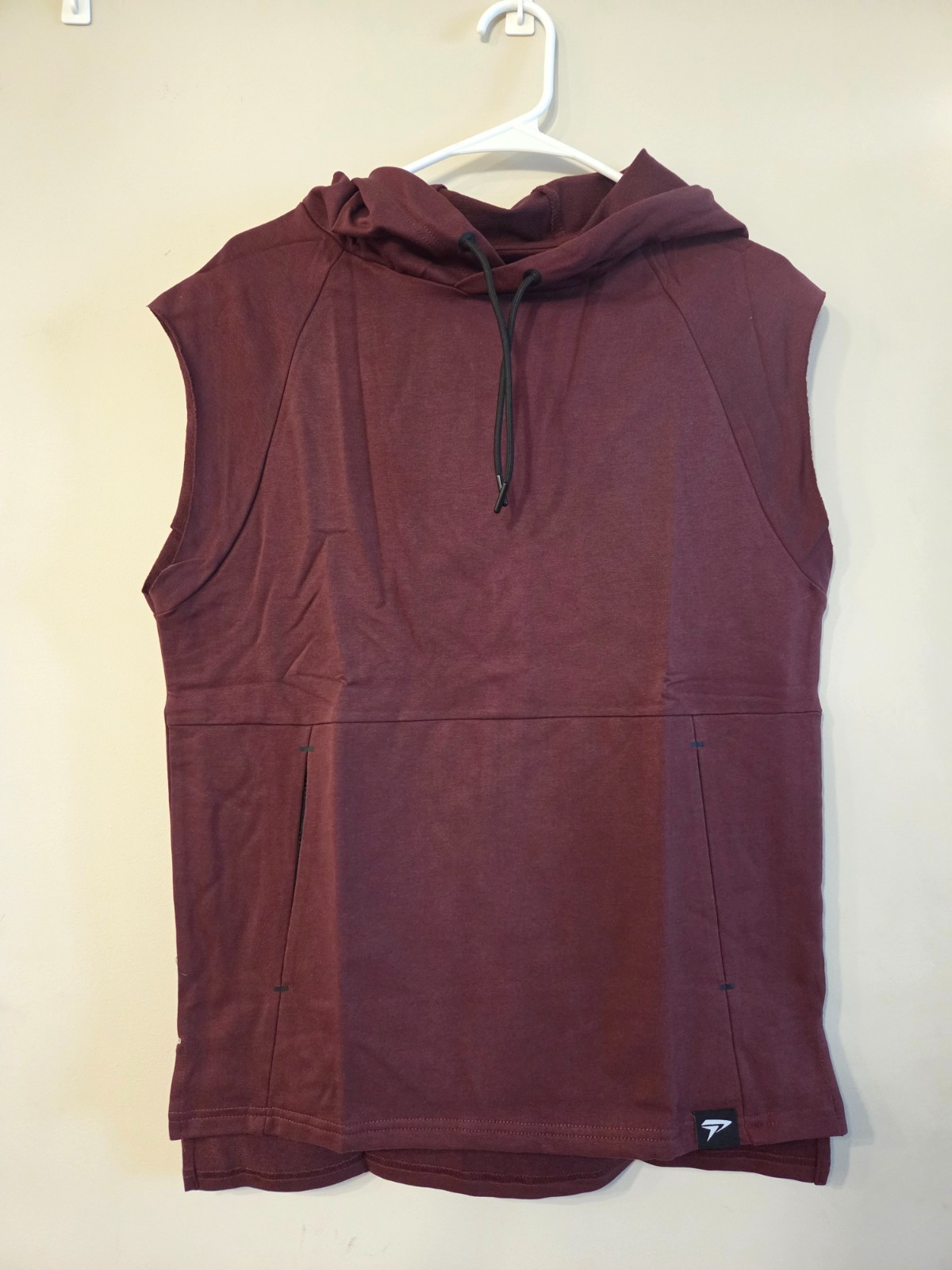 New Men’s S Physiq Apparel Capped Sleeve Pullover Sleeveless Hoodie Port