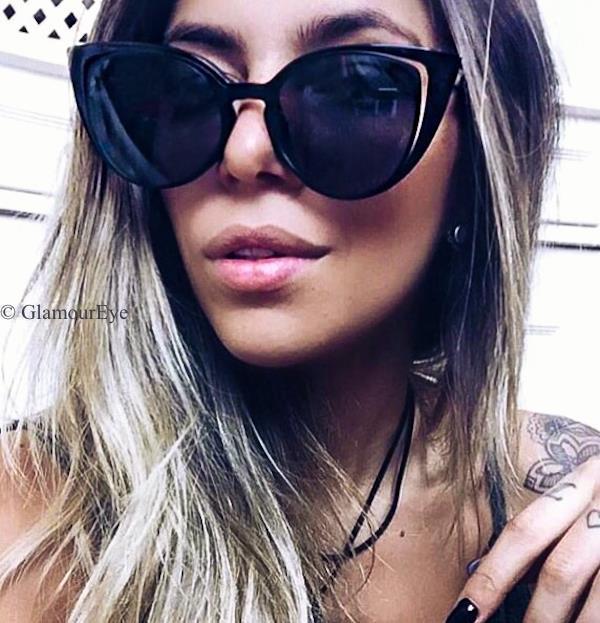 Open Cat Eye Cut Out Metal PinUp Paradeyes Big Celebrity Fashion Sunglasses 6812